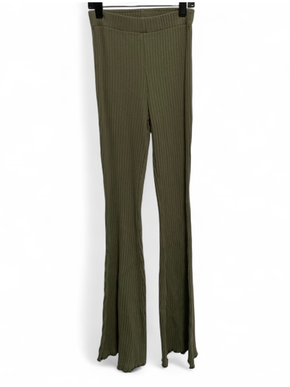 American Eagle Green Ribbed Flared Pull On Pants